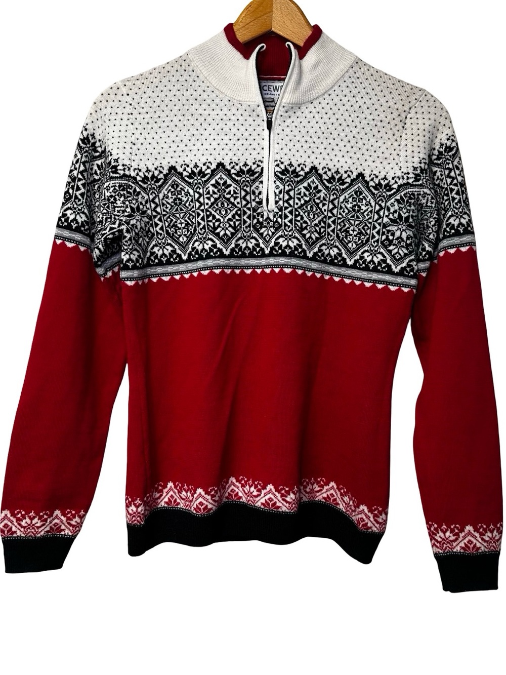 ICEWEAR Classic Norwegian Sweater Small 100% Merino Wool Fair Isle Pullover Zip